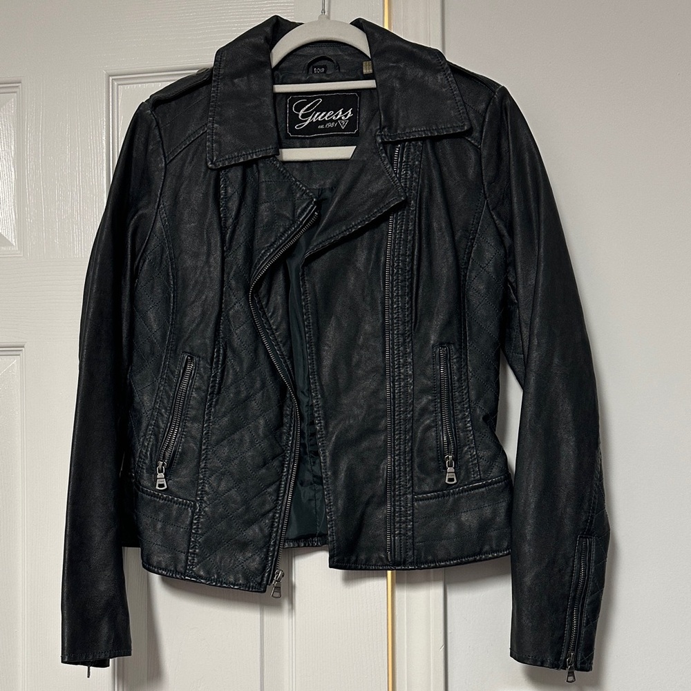 Guess Women's Dark Leather Jacket